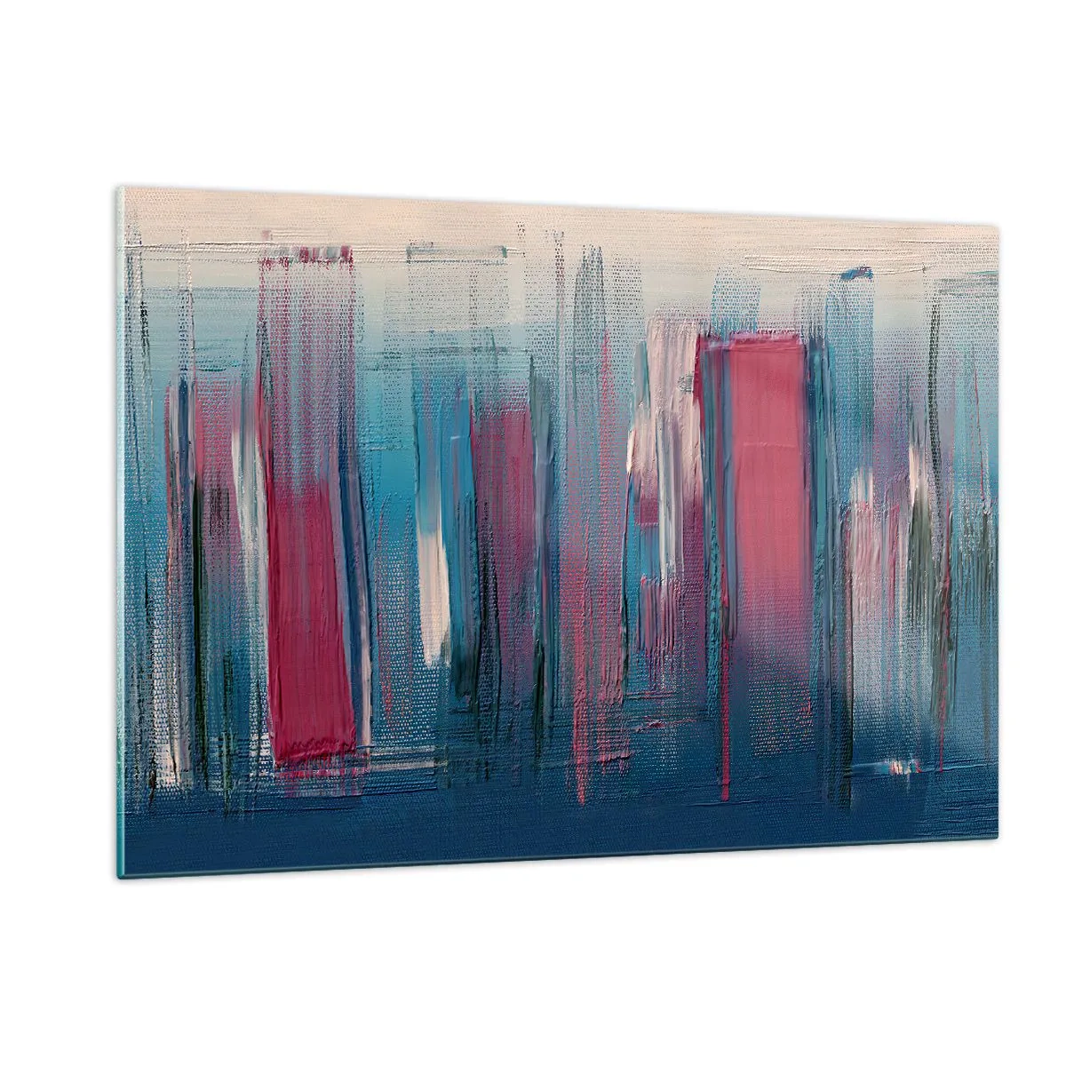 Obraz na skle - Vertikální kompozice v modré a červené - 120x80 cm