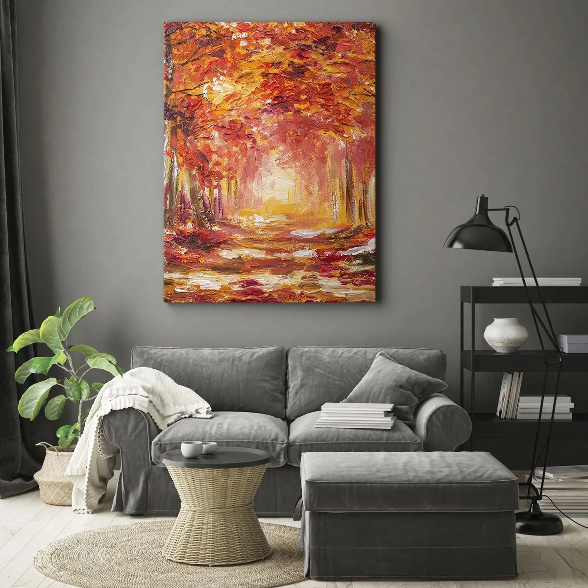 Obraz na plátně - Měděný les - 55x100 cm