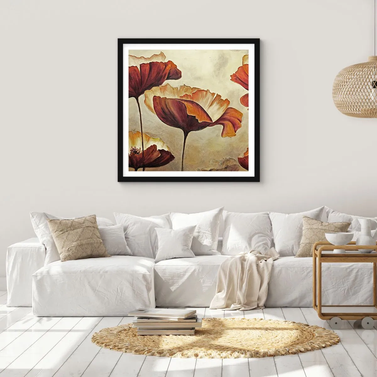 Plakát v černém rámu - Lán louky - 40x40 cm