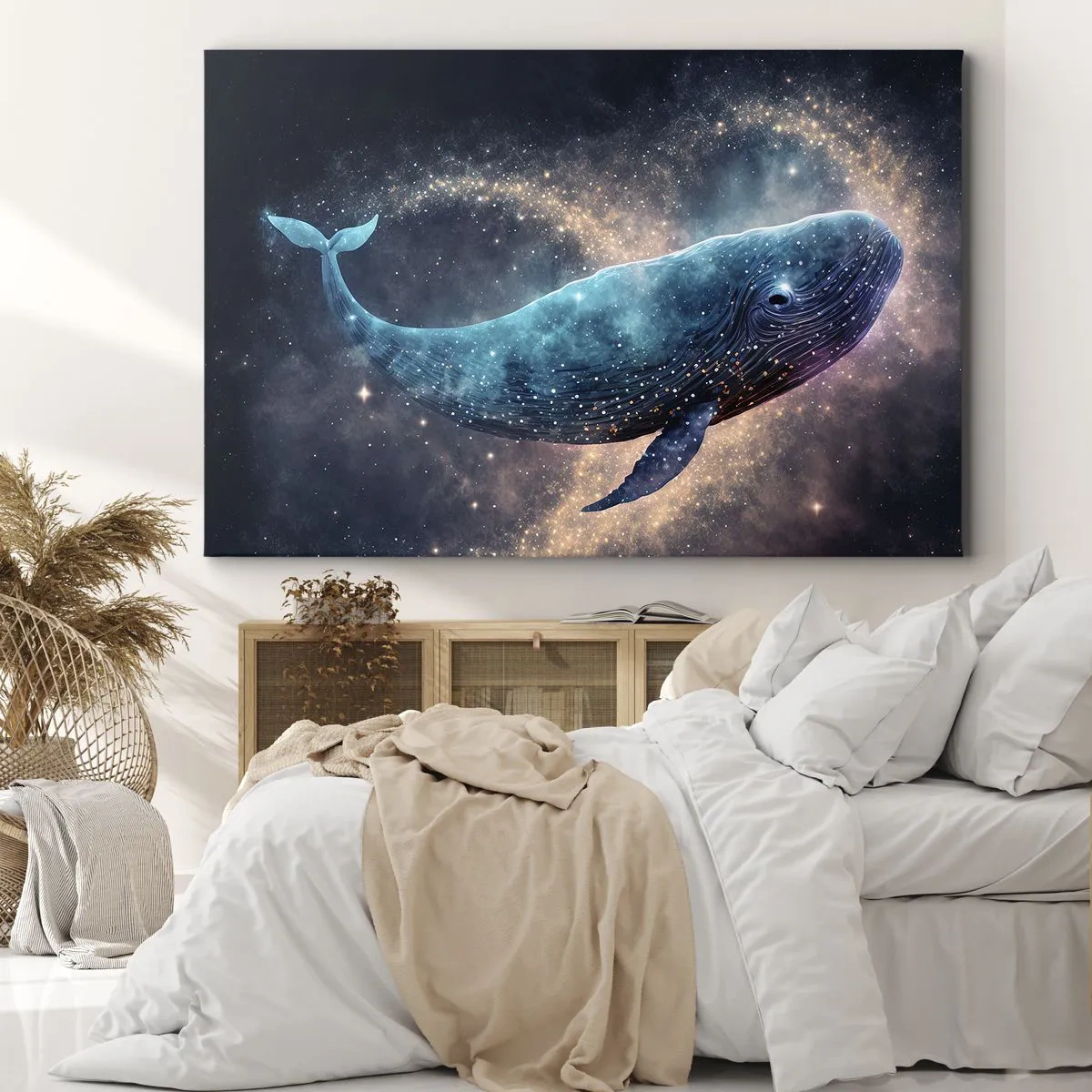 Obraz na plátně - Vesmírná velryba s galaxií v pozadí - 70x50cm - Je takový svět… - Moderní nástěnná dekorace do obývacího pokoje a ložnice ARTTOR