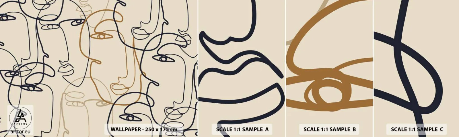 Vzor Fototapety Samolepicí Deluxe Sticker - Portrét znásobený - Abstrakce, Tvář, Grafika - 100x30 cm