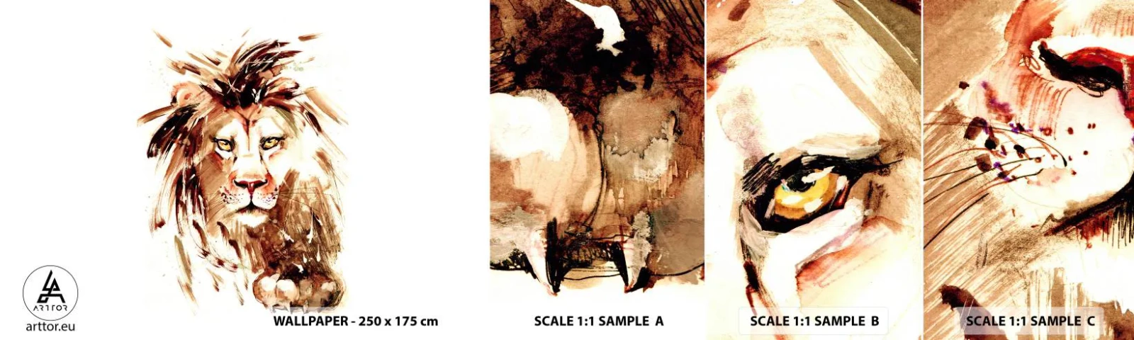 Vzor Fototapety Samolepicí Deluxe Sticker - Síla a důstojnost - Zvířata, Lev, Abstrakce - 100x30 cm