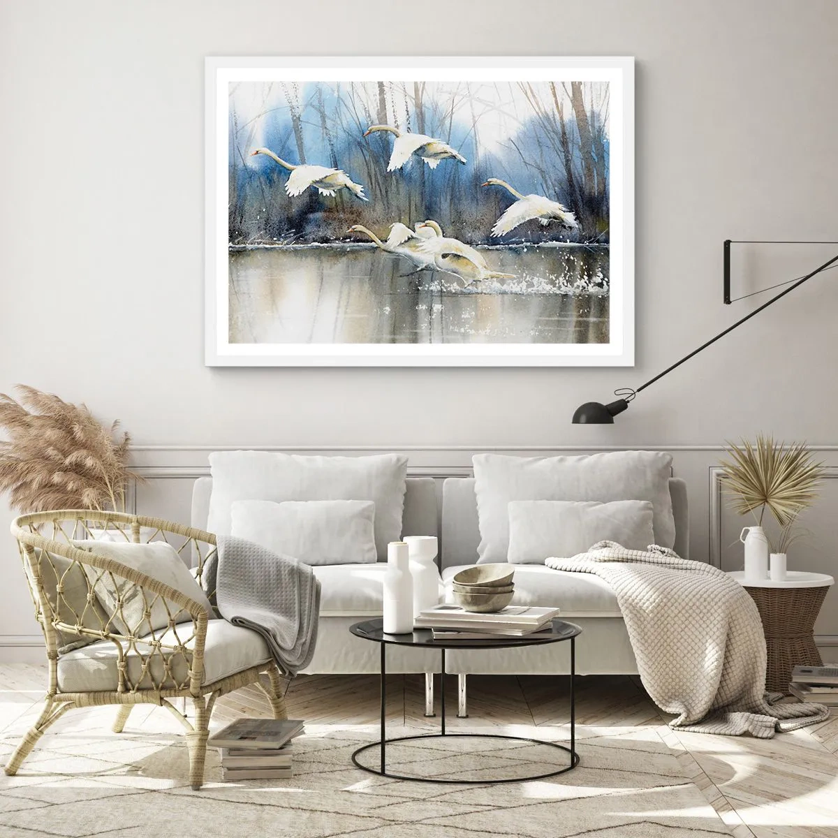 Plakát v bílém rámu - Jako v povídce o divokých labutích - 91x61 cm