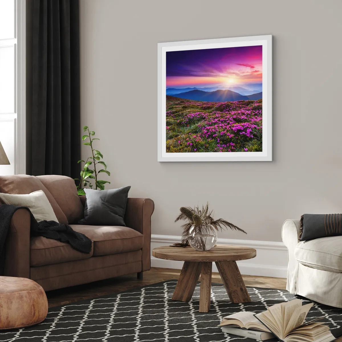 Plakát v bílém rámu - Zavoněly svěží pupeny bylinek z obilných polí - 60x60 cm