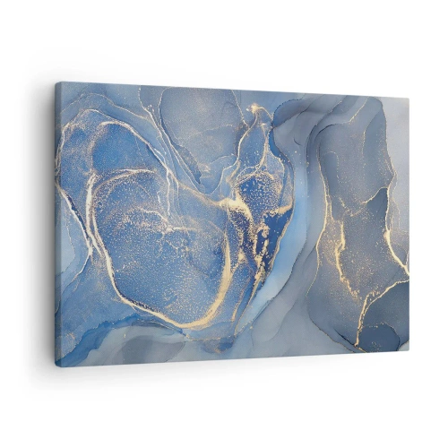 Obraz na plátně - Abstraktní modré vzory se zlatými akcenty - 70x50cm - Zlatý prach - Moderní nástěnná dekorace do obývacího pokoje a ložnice ARTTOR