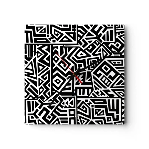 Nástěnné hodiny - Předkolumbovská kompozice - 30x30 cm