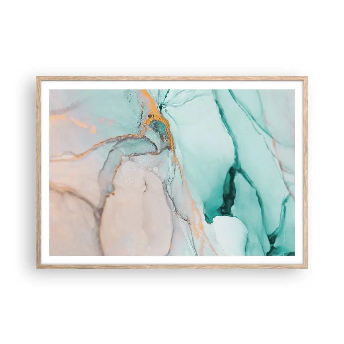 Plakát v rámu světlý dub - Tanec tvarů a barev - 100x70 cm