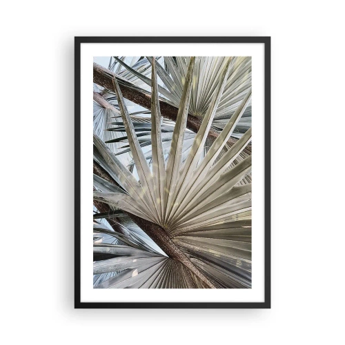 Plakát v černém rámu - Detail palmových listů v pastelových odstínech - 50x70cm - Vějíře v tropech - Moderní nástěnná dekorace do obývacího pokoje a ložnice ARTTOR