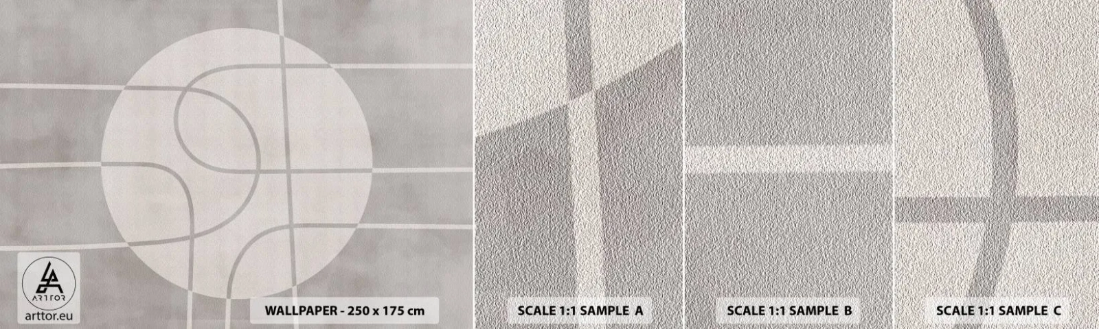 Vzor Fototapety Samolepicí Deluxe Sticker - Kruhově a přímo - Jasný, Minimalistický, Kolo - 100x30 cm