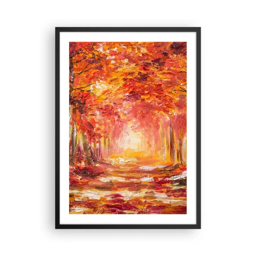 Plakát v černém rámu - Malebná alej v podzimních barvách - 50x70cm - Měděný les - Moderní nástěnná dekorace do obývacího pokoje a ložnice ARTTOR
