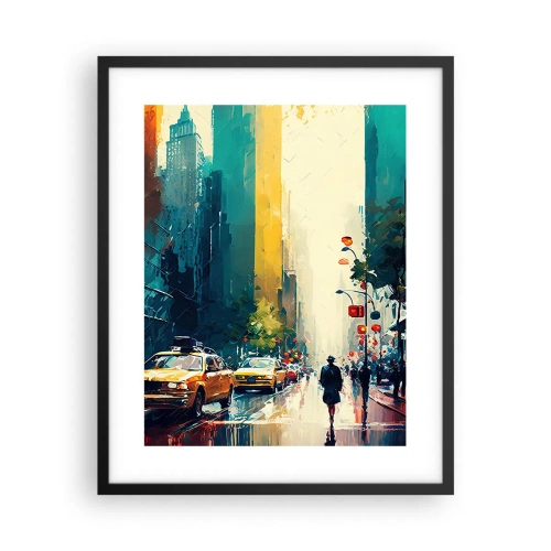 Plakát v černém rámu - New York – tady je i déšť barevný - 40x50 cm
