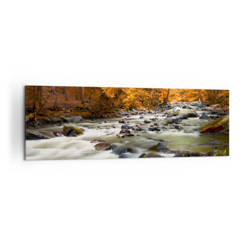 Obraz na plátně - Potok ve zlatém lese - 160x50 cm