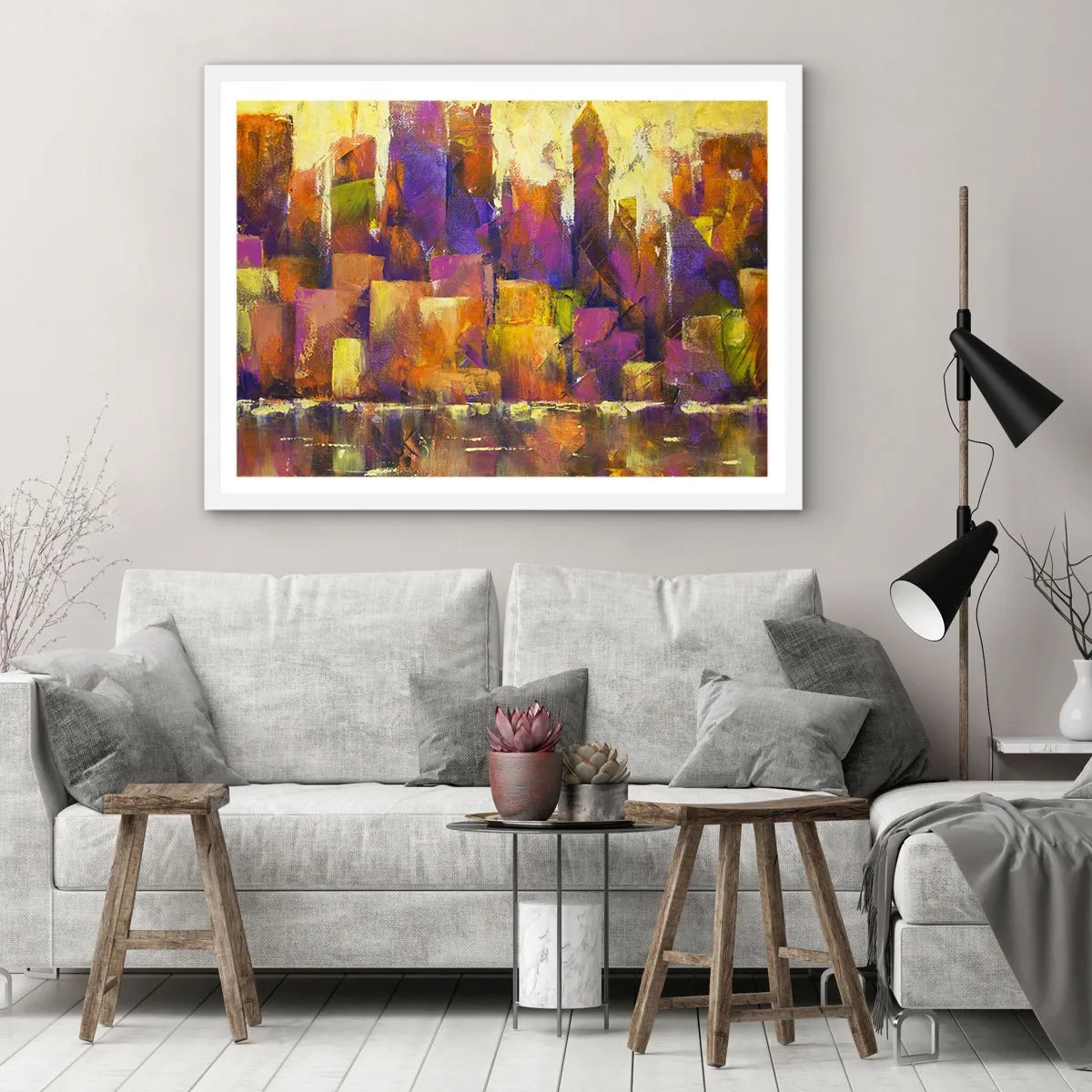 Plakát v bílém rámu - Metropolitní kompozice - 70x50 cm