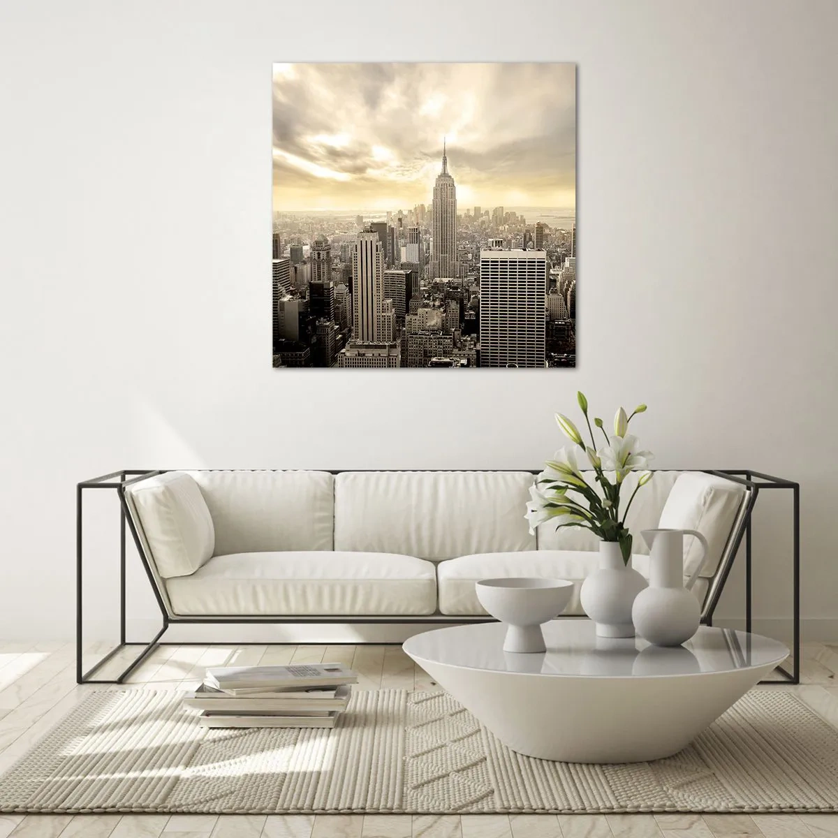 Obraz na skle - New York utkaný z šedi - 60x60 cm