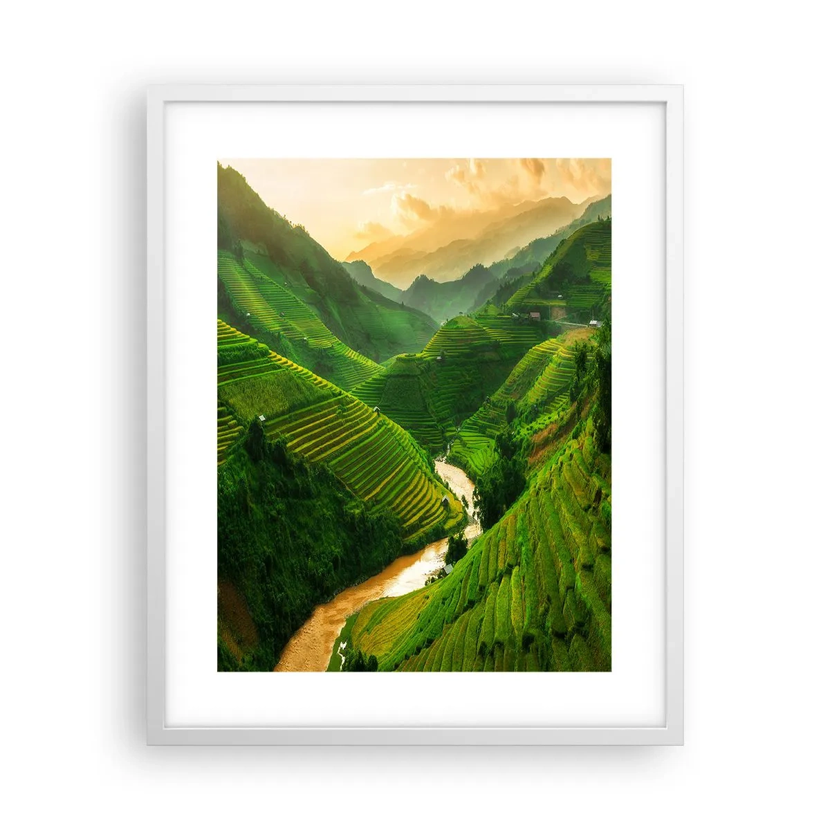 Plakát v bílém rámu - Vietnamské údolí - 40x50 cm