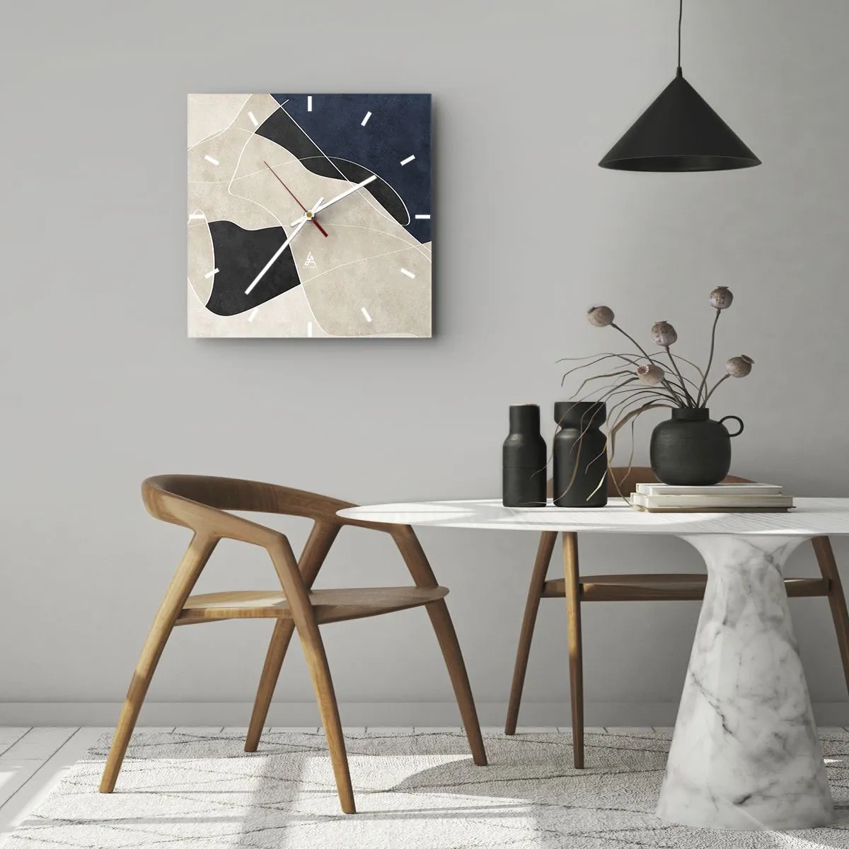 Nástěnné hodiny - Abstraktní kompozice – kontrast barev - 40x40 cm
