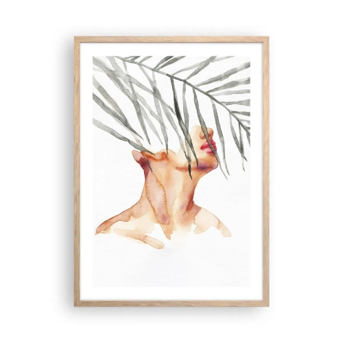 Plakát v rámu světlý dub - Vnímat tep tropů - 50x70 cm