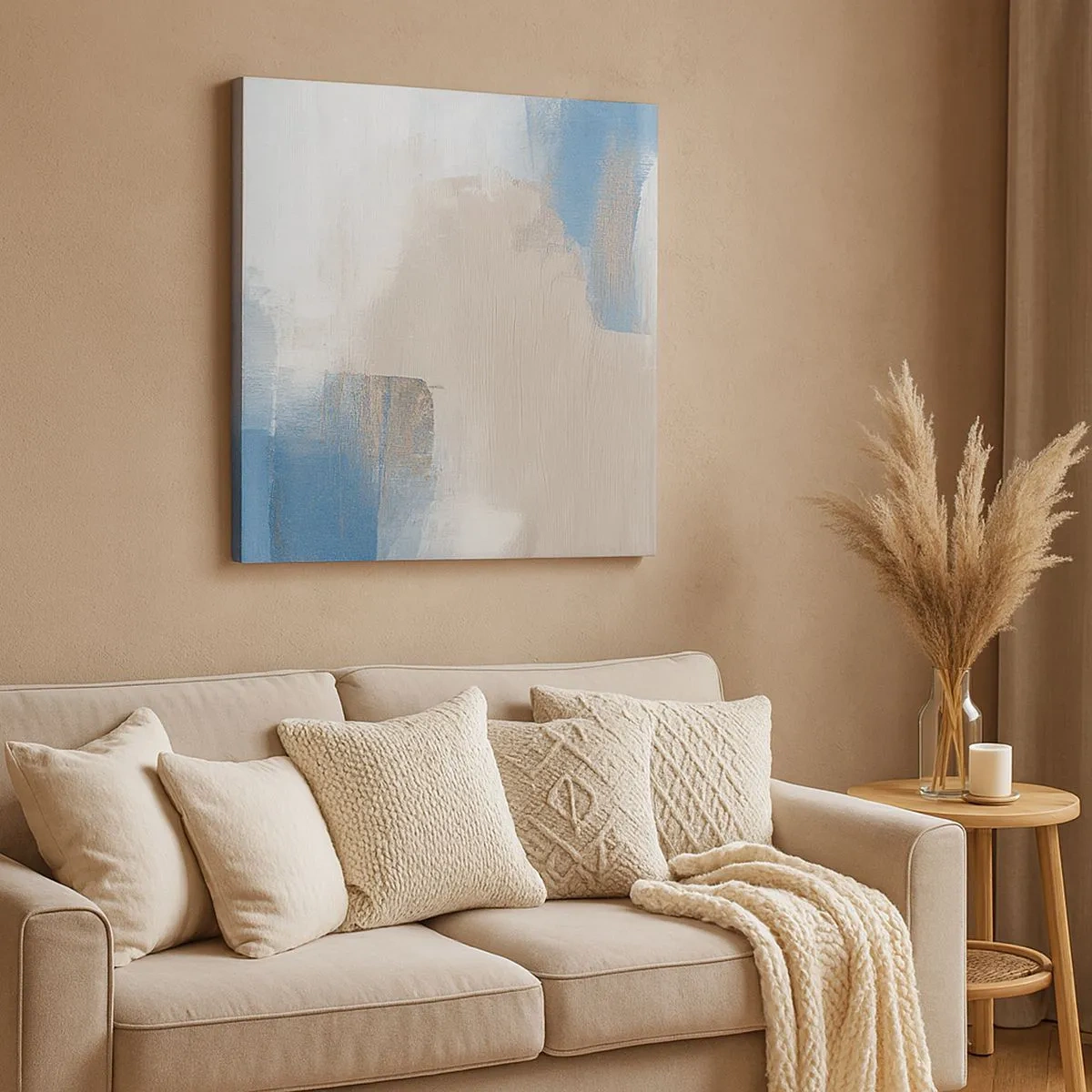 Obraz na plátně - Růžová abstrakce za modrým závojem - 30x30 cm