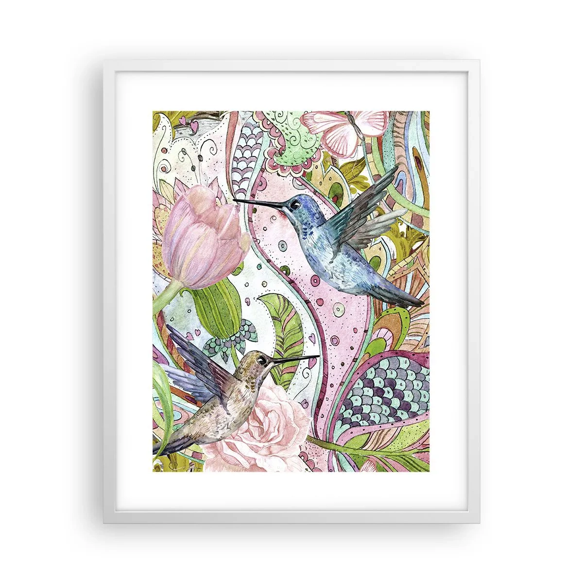Plakát v bílém rámu - Zamotané do lián - 40x50 cm