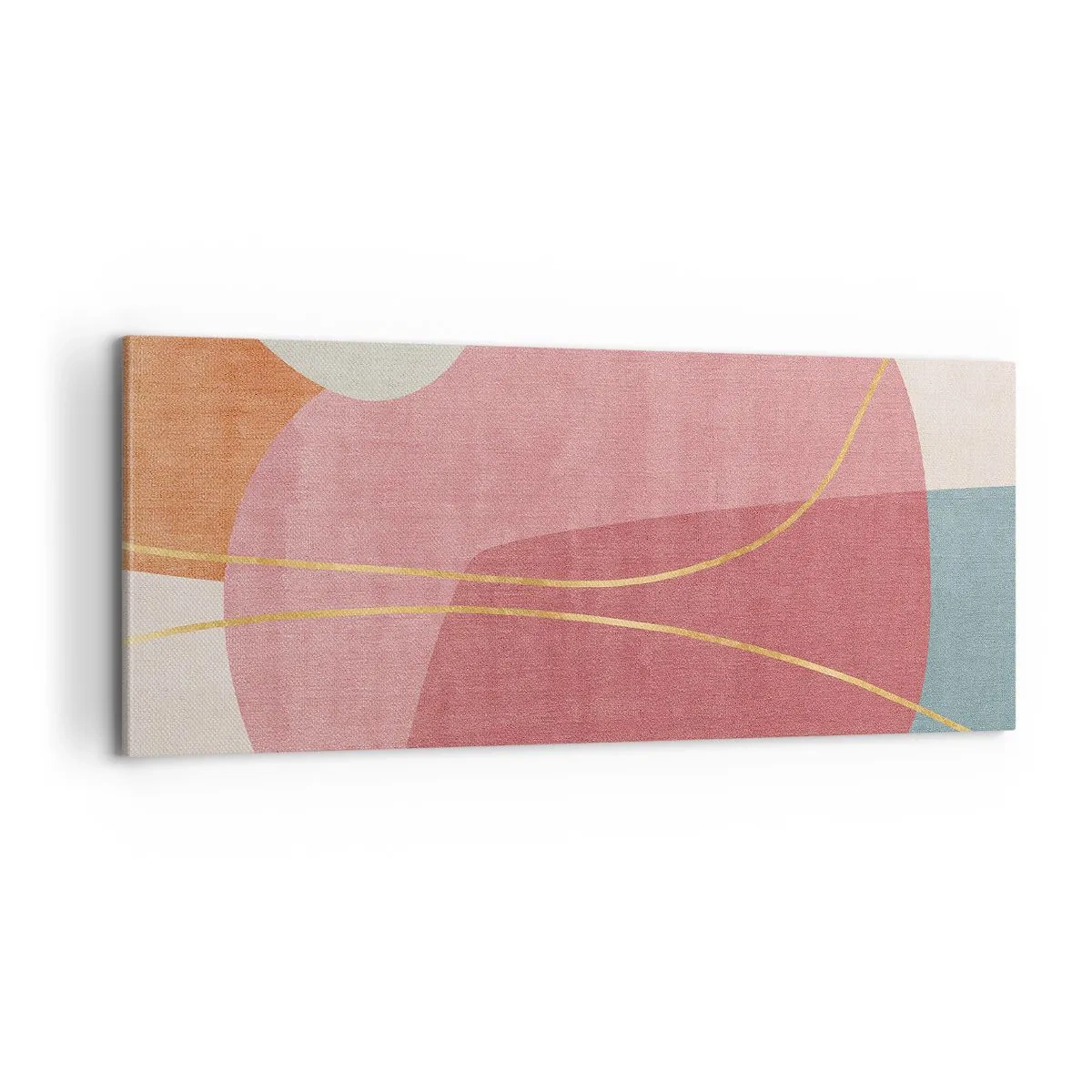 Obraz na plátně - Pastelová kompozice se zlatou nití - 100x40 cm