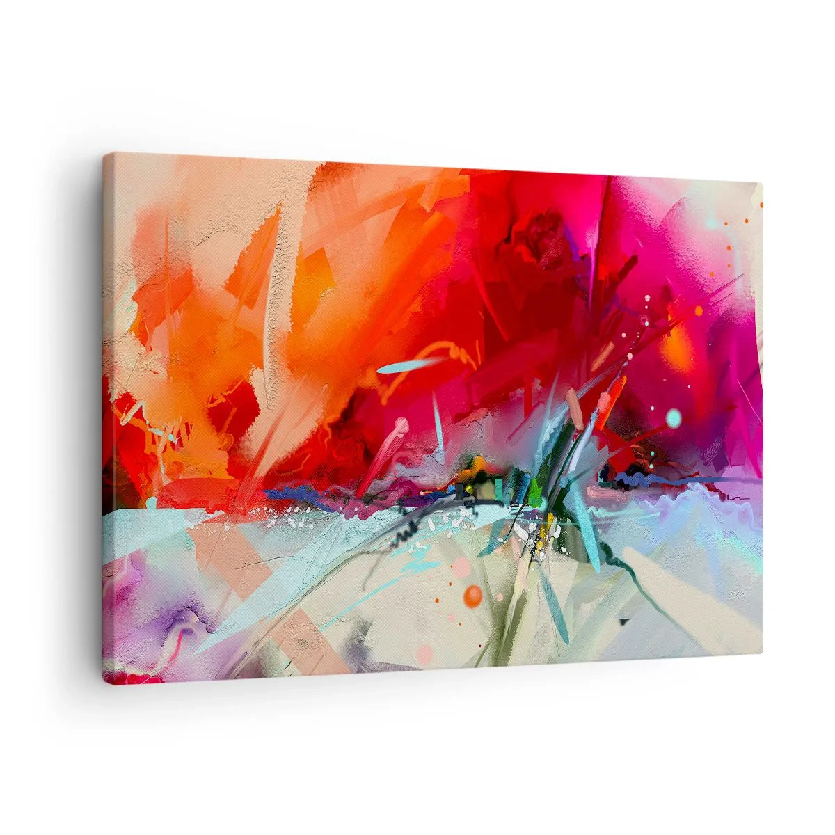 Obraz na plátně - Abstraktní krajina v intenzivních barvách - 70x50cm - Exploze světel a barev - Moderní nástěnná dekorace do obývacího pokoje a ložnice ARTTOR