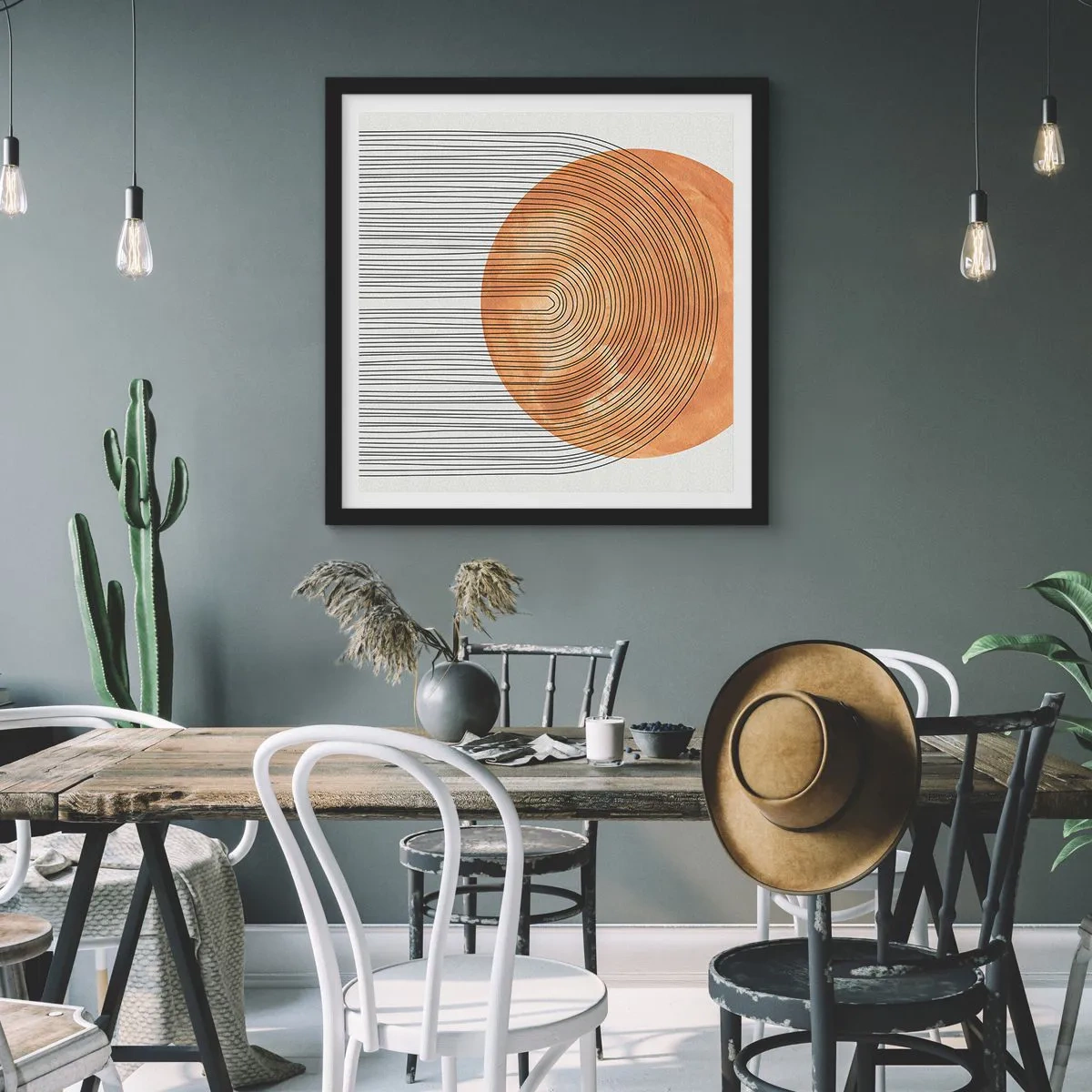 Plakát v černém rámu - Slunečná kompozice - 60x60 cm