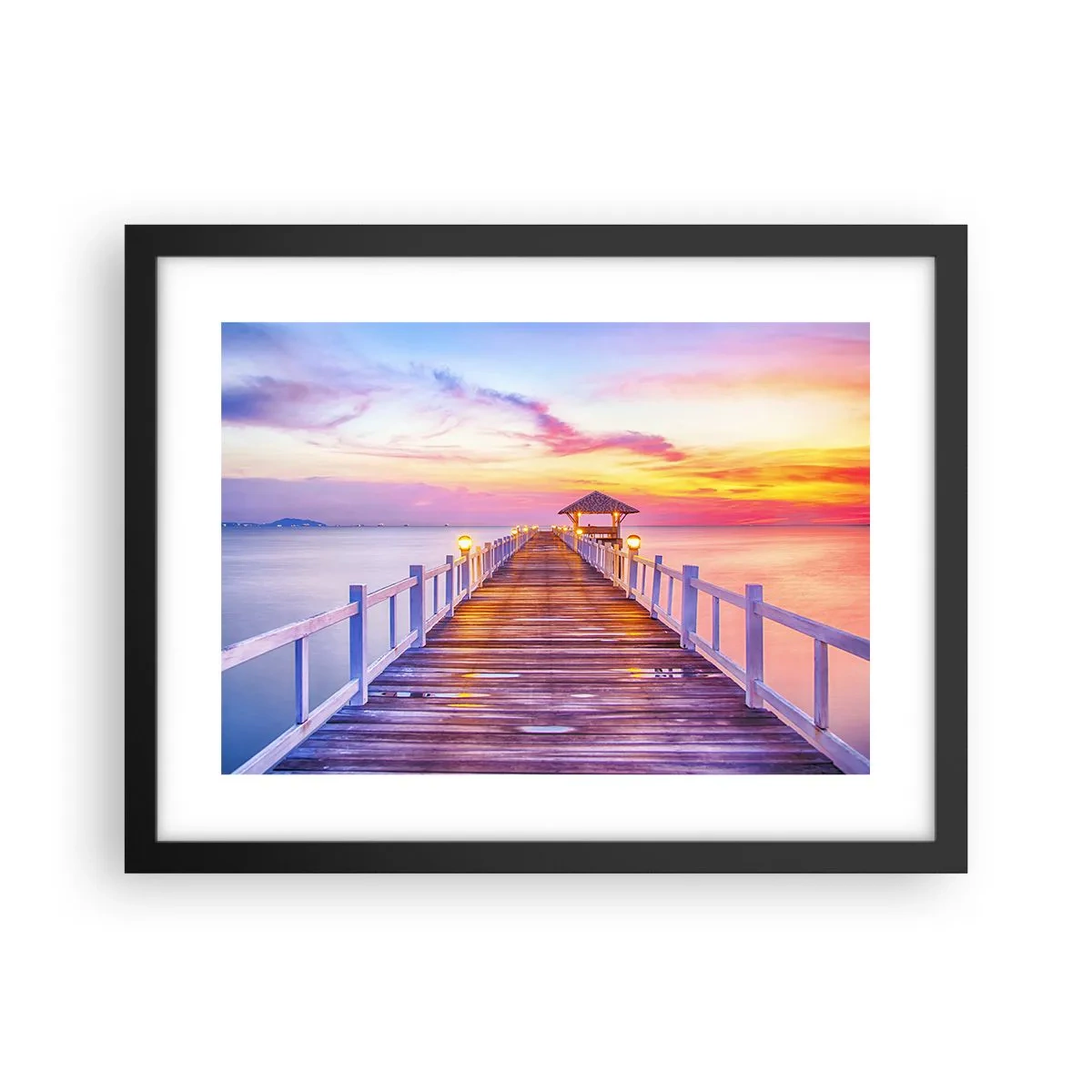 Plakát v černém rámu - Liliově-zlaté ticho večera - 40x30 cm