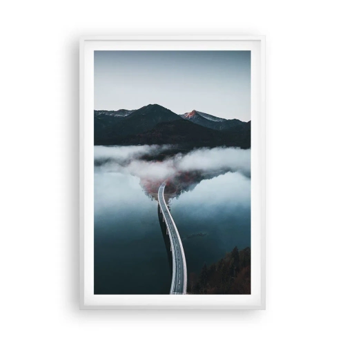 Plakát v bílém rámu - U vody hladké jako zrcadlo - 61x91 cm