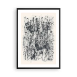 Plakát v černém rámu - Grafický motiv retro lesa - 50x70cm - Mlžná kompozice - Moderní nástěnná dekorace do obývacího pokoje a ložnice ARTTOR