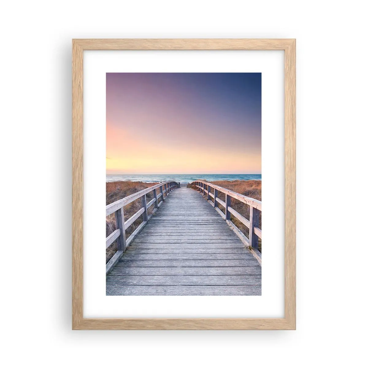 Plakát v rámu světlý dub - Baltská večerní polární záře - 30x40 cm