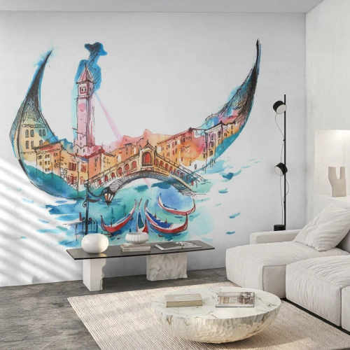 Fototapeta Premium Sand - Plujeme městem - Abstrakce, Benátky, Most - 200x140 cm