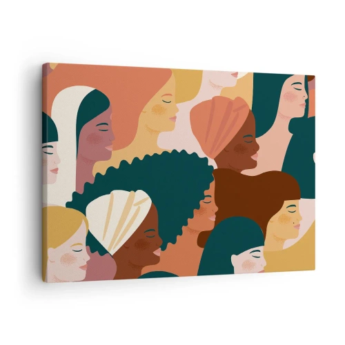Obraz na plátně - Barevné profily žen v různých stylech - 70x50cm - Pouze ženskost - Moderní nástěnná dekorace do obývacího pokoje a ložnice ARTTOR