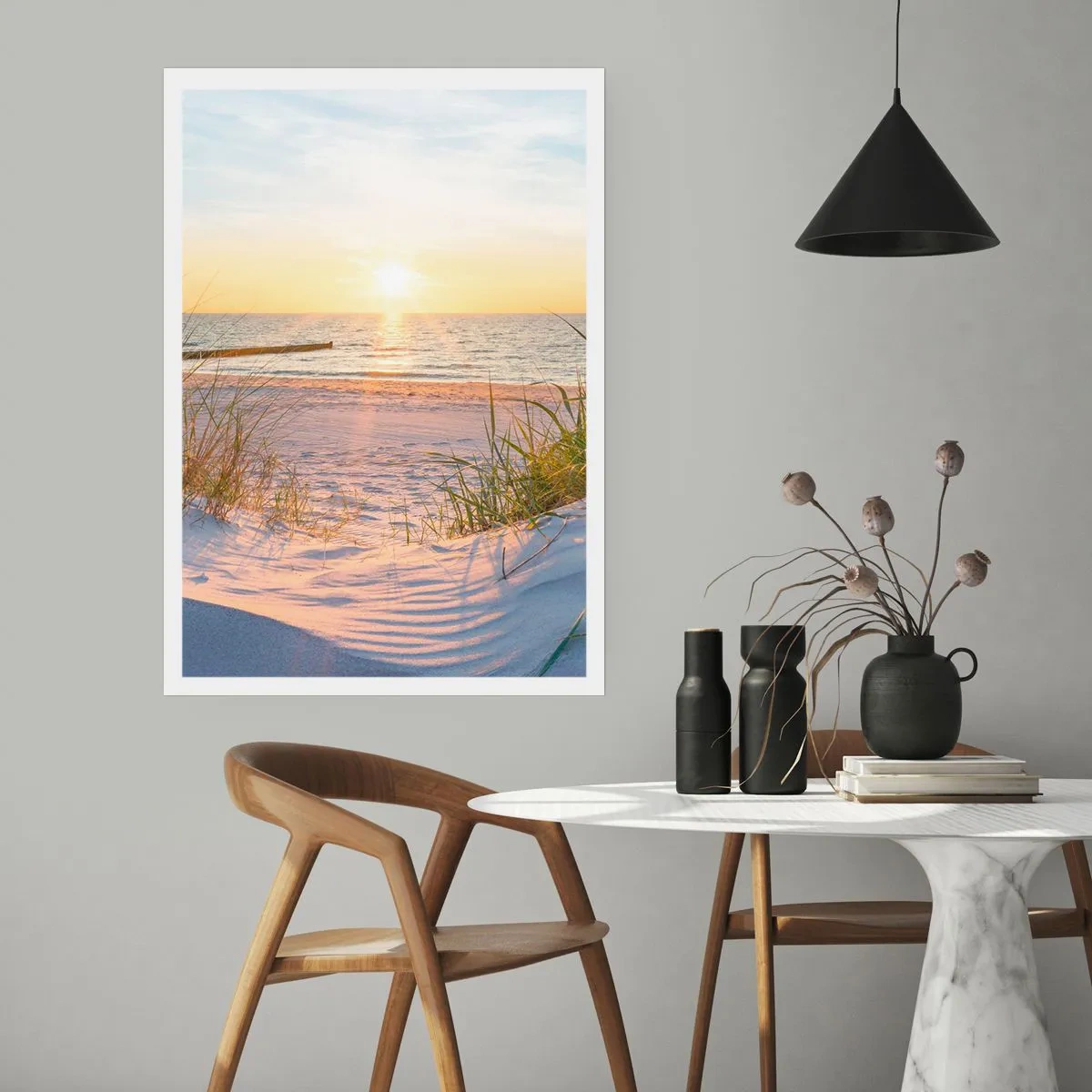 Plakát - Šumění moře, zpěv ptáků, divoká pláž uprostřed trávy… - 30x40 cm