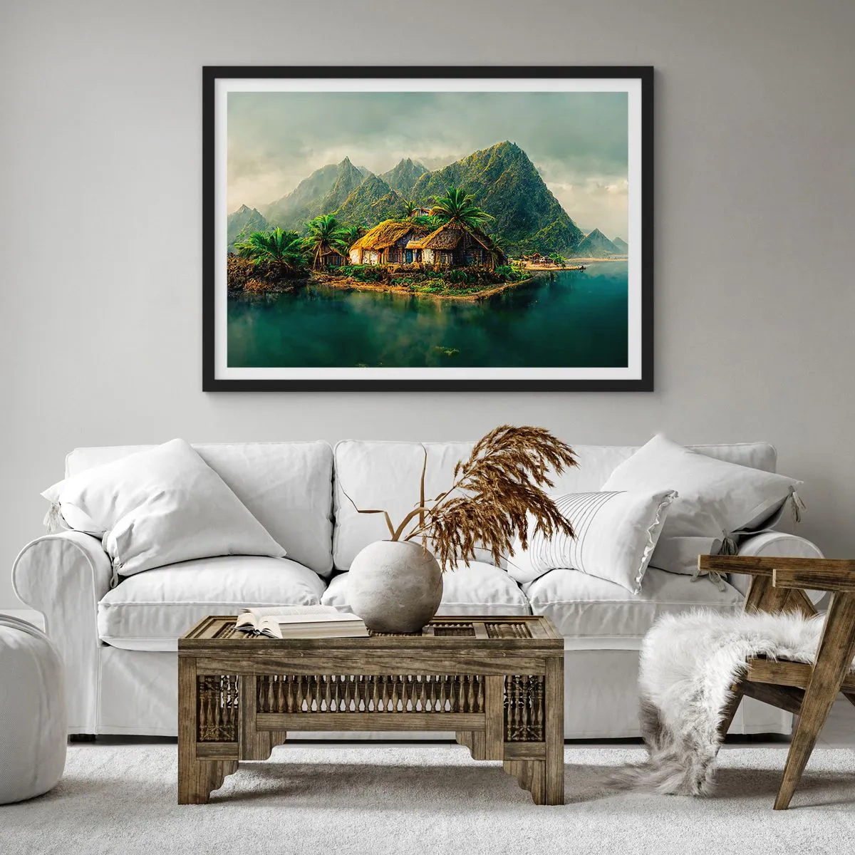 Plakát v černém rámu - Tropický ráj - 70x50 cm