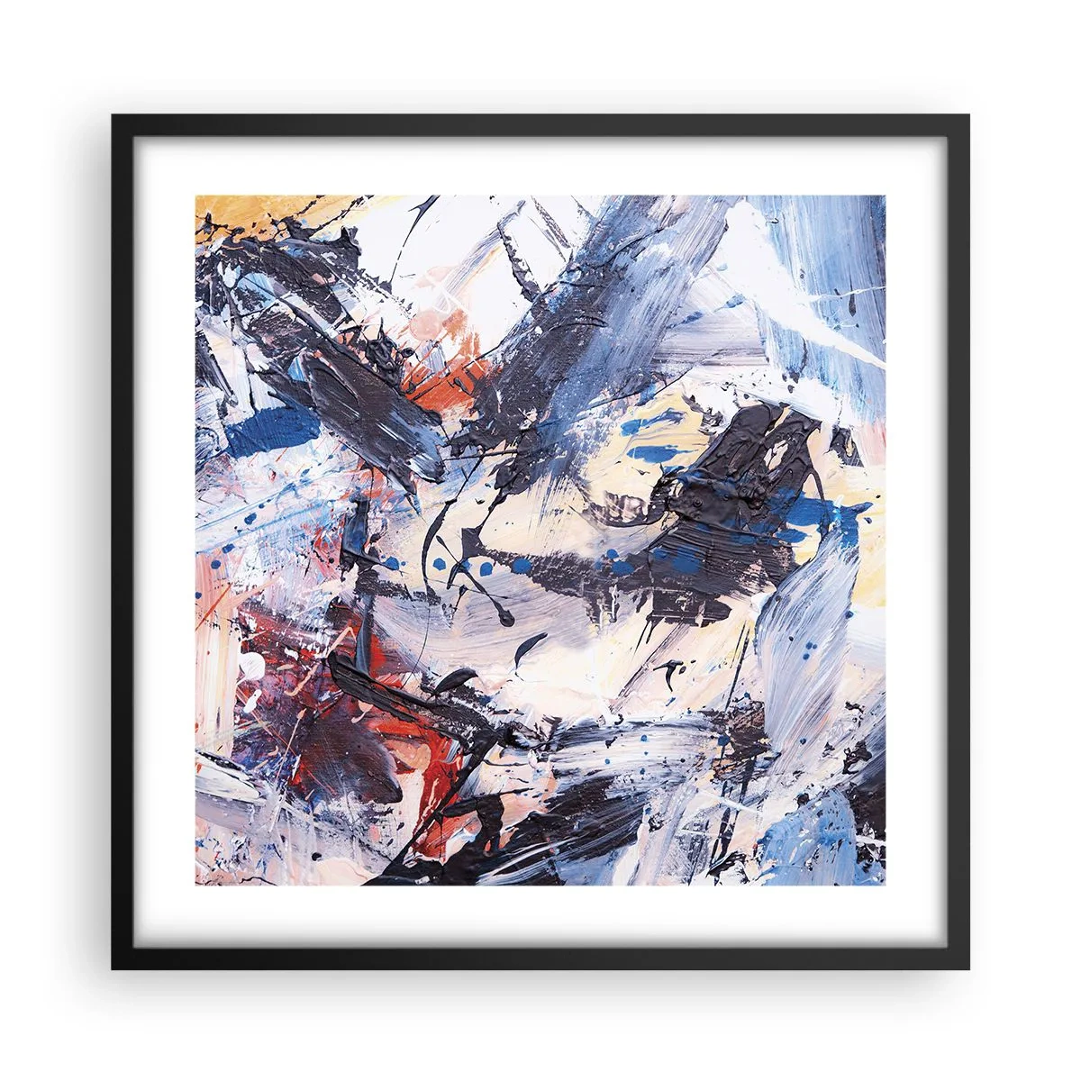 Plakát v černém rámu - Bláznivý tanec abstrakce - 50x50 cm
