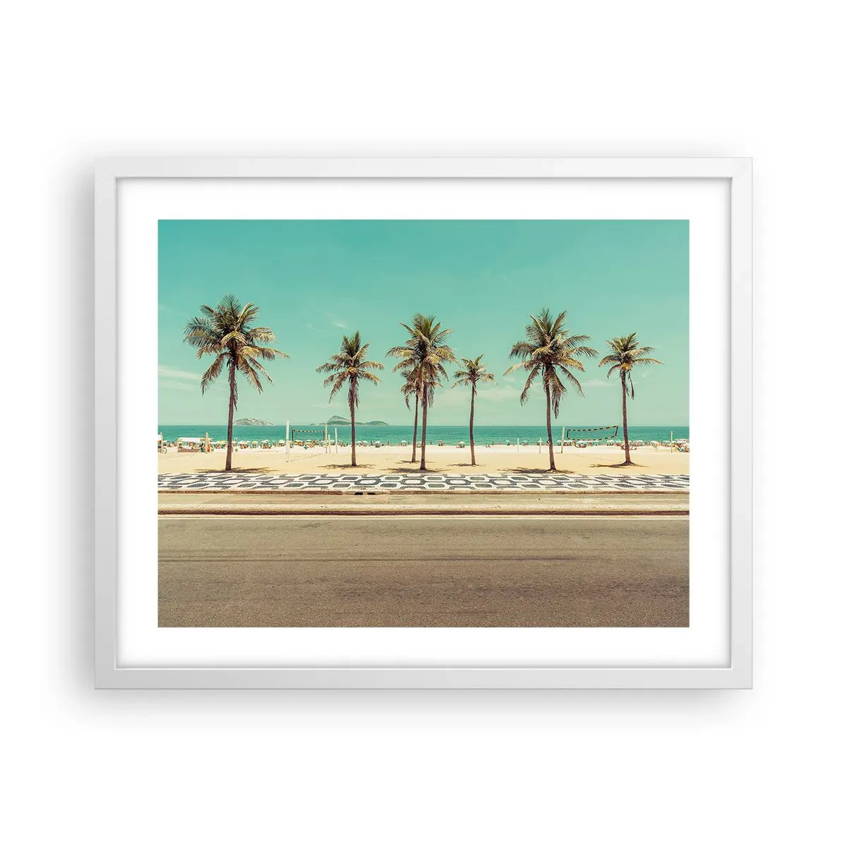 Plakát v bílém rámu - Hlídání pláže - 50x40 cm