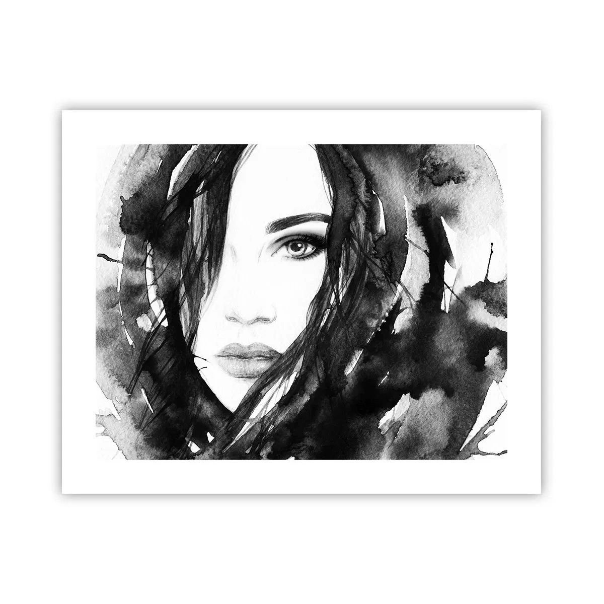 Plakát - Portrét dámy v černé a bílé - 50x40 cm