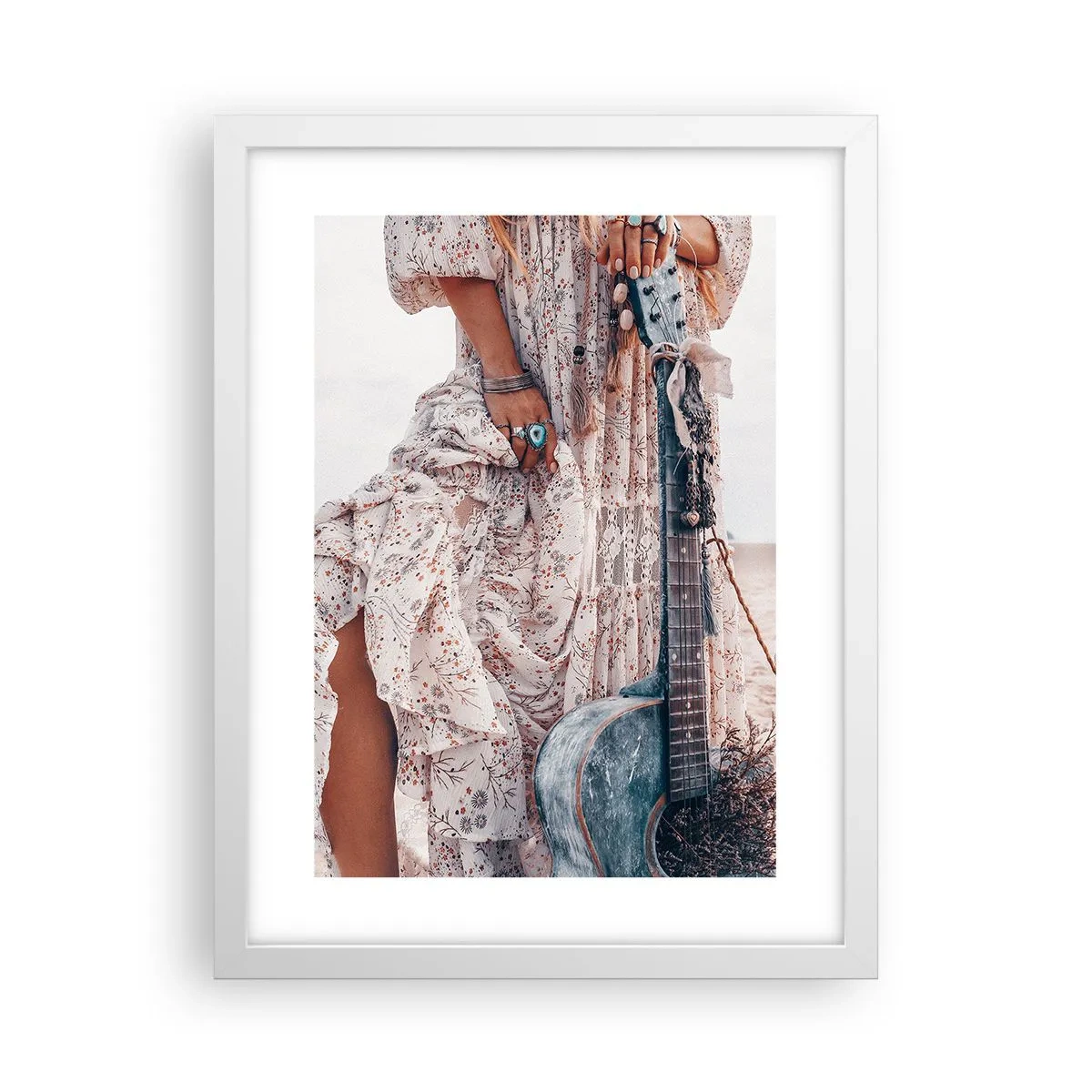 Plakát v bílém rámu - Květinové děti na cestě - 30x40 cm