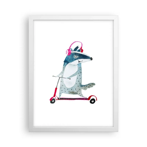 Plakát v bílém rámu - Jezevčí radosti - 30x40 cm