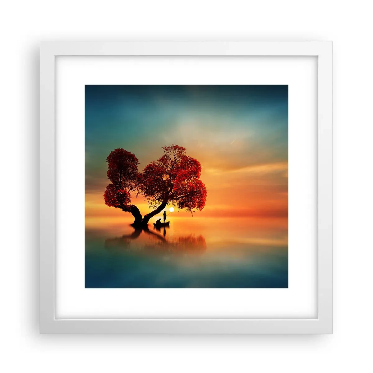 Plakát v bílém rámu - Voda a ticho vesmíru - 30x30 cm