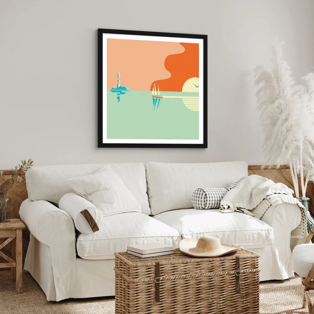 Plakát v černém rámu - Dokonalá mořská krajina - 40x40 cm