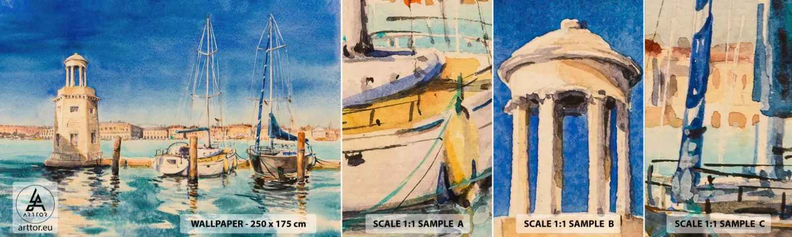 Fototapeta Vzorek Standard Eco - Slunečná laguna - Přístav, Krajina, Maják - 100x30 cm