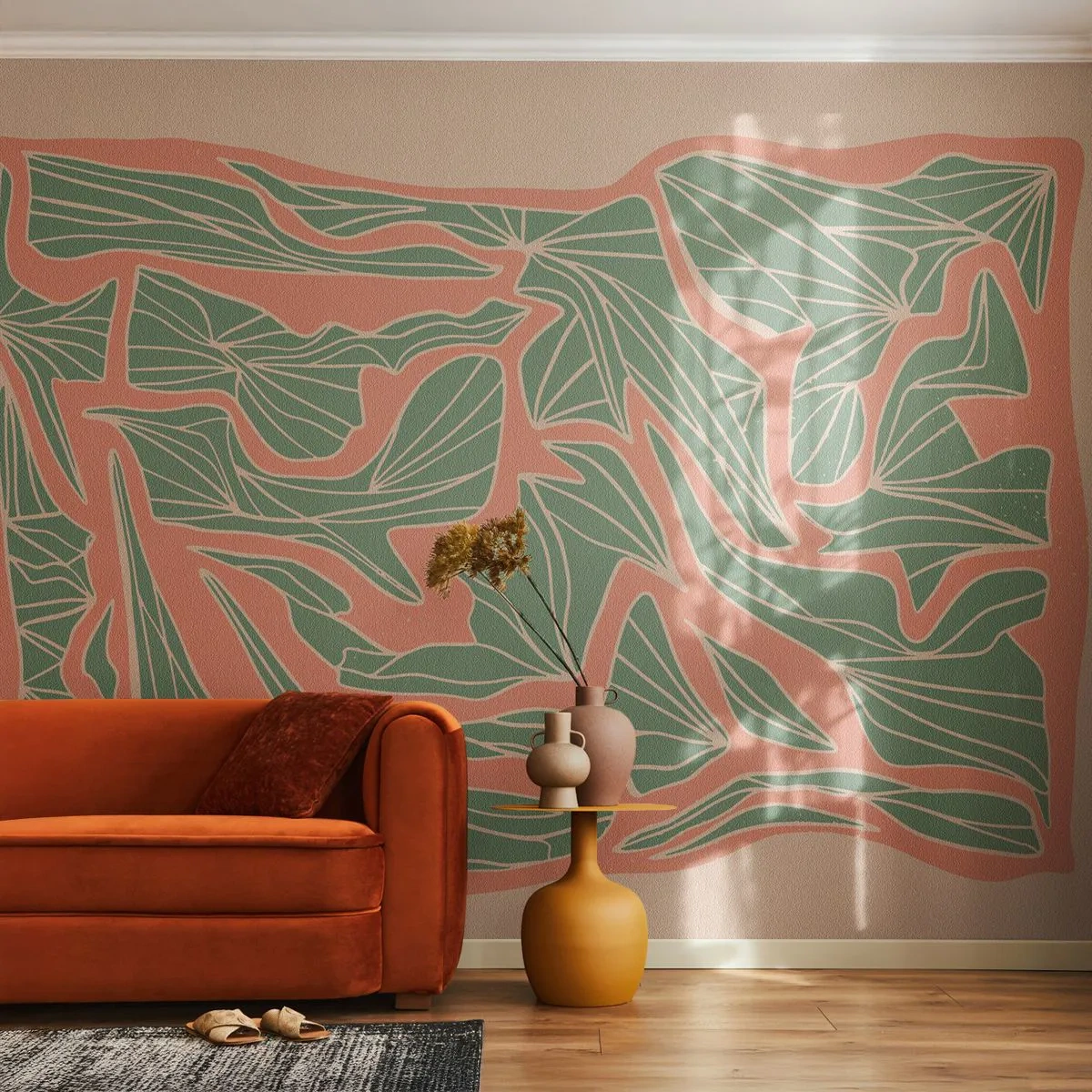 Fototapeta Samolepicí Deluxe Sticker - Souboj korálů a zeleně - Boho, Pastel, Kus - 450x315 cm