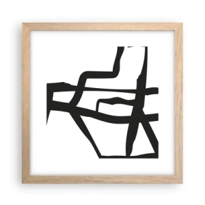 Plakát v rámu světlý dub - Černobílá konstrukce - 30x30 cm