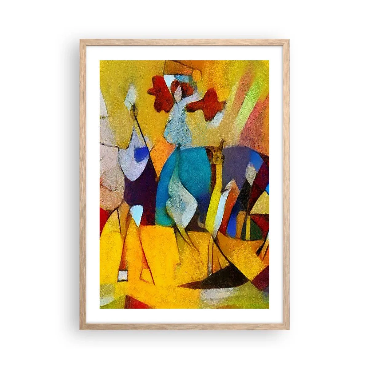 Plakát v rámu světlý dub - Slunce - život - radost - 50x70 cm
