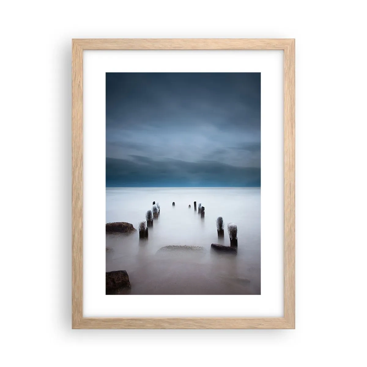 Plakát v rámu světlý dub - Zamyšlené jezero - 30x40 cm