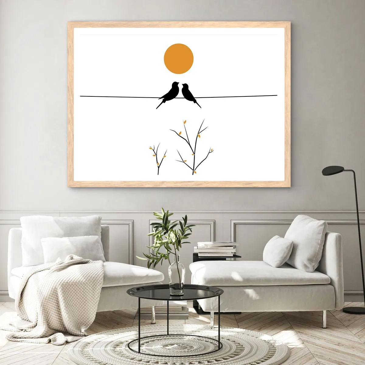 Plakát v rámu světlý dub - Slavíčí večer - 70x50 cm