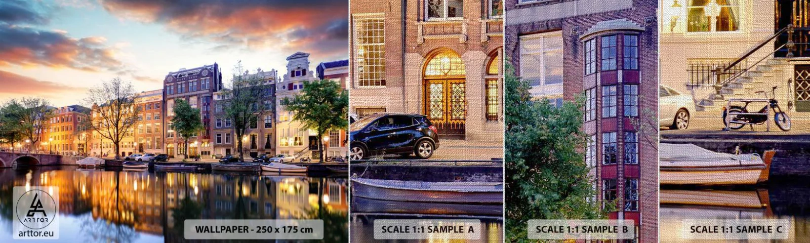 Vzor Fototapety Premium Canvas - Zdrženlivá a vyrovnaná nizozemská krása - Město, Architektura, Amsterdam - 100x30 cm