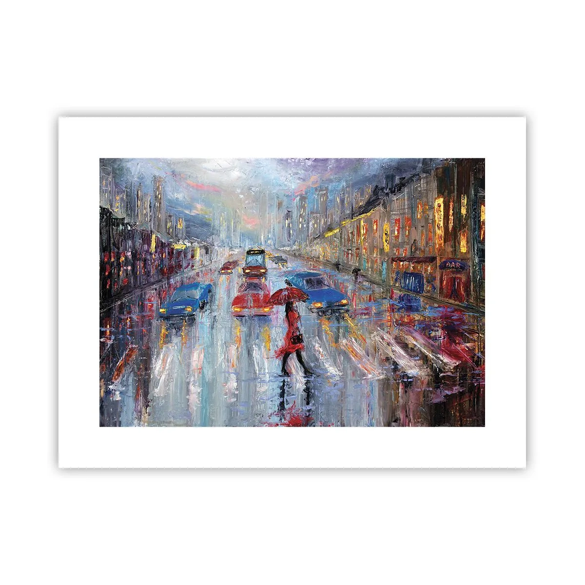 Plakát - Deštivé odpoledne ve městě - 40x30 cm