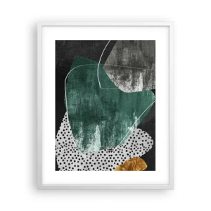 Plakát v bílém rámu - Barevná abstrakce se zlatou vločkou - 40x50 cm